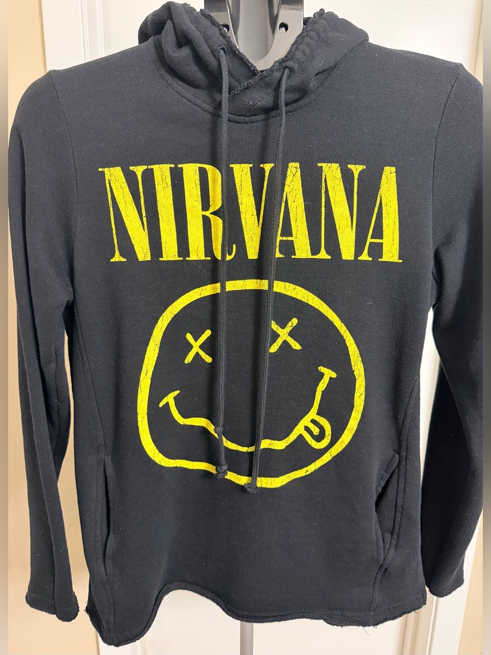 H&M Black Hoodie with Yellow Nirvana Graphic Tee With 2 Front Pockets